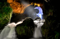 Rouken Glen Waterfall At Night